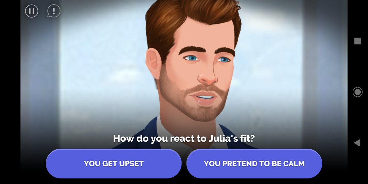 Ex-Wife gets rightfully angry about finding reconciling husband sneaking off with another woman whom he fancies.This is referred to in-game as her having a 'fit'. You also can only choose to *pretend* to be calm and caring.I really AM playing a Rich White Guy!