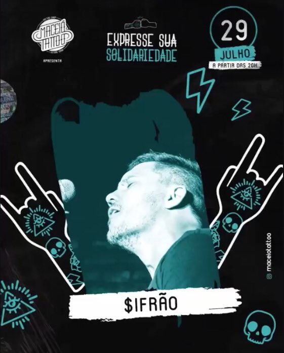 Hoje, quarta, vai rolar mais uma live solidária e o nosso vocalista <a href="/marcosbrun0/">Marcos Bruno</a> estará presente junto com uma reca incrível de artistas ❤️A partir das 20h ok? 📺 Assista no canal do MACEIÓ TATTOO no YouTube 😍 Até mais tarde