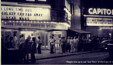 229Studio's tweet photo. #waybackwednesday and A long time ago in a theater not so far, far away.... people line up to see Star Wars: Episode IV - A New Hope in 1977. #ottumwa #engageottumwa #downtownottumwa #oneottumwa #studio229 #starwars https://t.co/MmuzkTBBdm