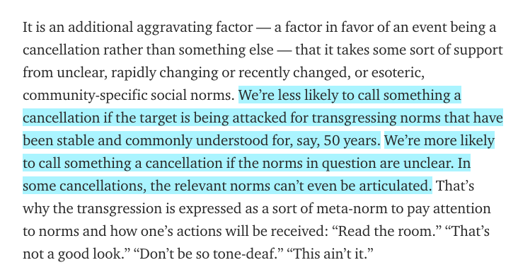 It's a simple point, but here it is: A distinguishing feature of CC is that it involves punishment for violating a new or rapidly changing set of norms. I *think* that makes sense. But there's a problem. Or at least a complication, one that the Rogan episode illustrates.