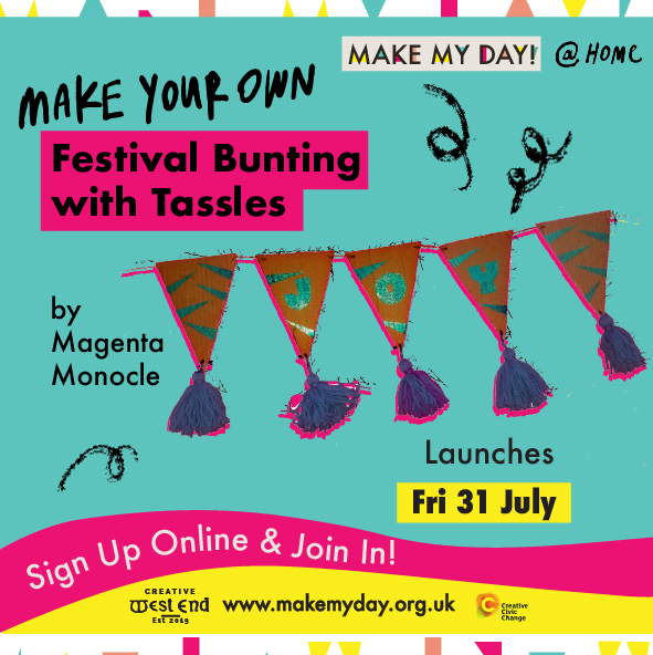 MMDMorecambe's tweet photo. Launching this Friday ..... the fabulous Magenta Monocle has created a DIY Festival Bunting with Tassels activity pack for you to enjoy!
What word will you choose to communicate from your window to the outside world?

#ArtistWorkshop  #VirtualFestival #DIY  #Creativitymatters https://t.co/KpB3Y3oTbI