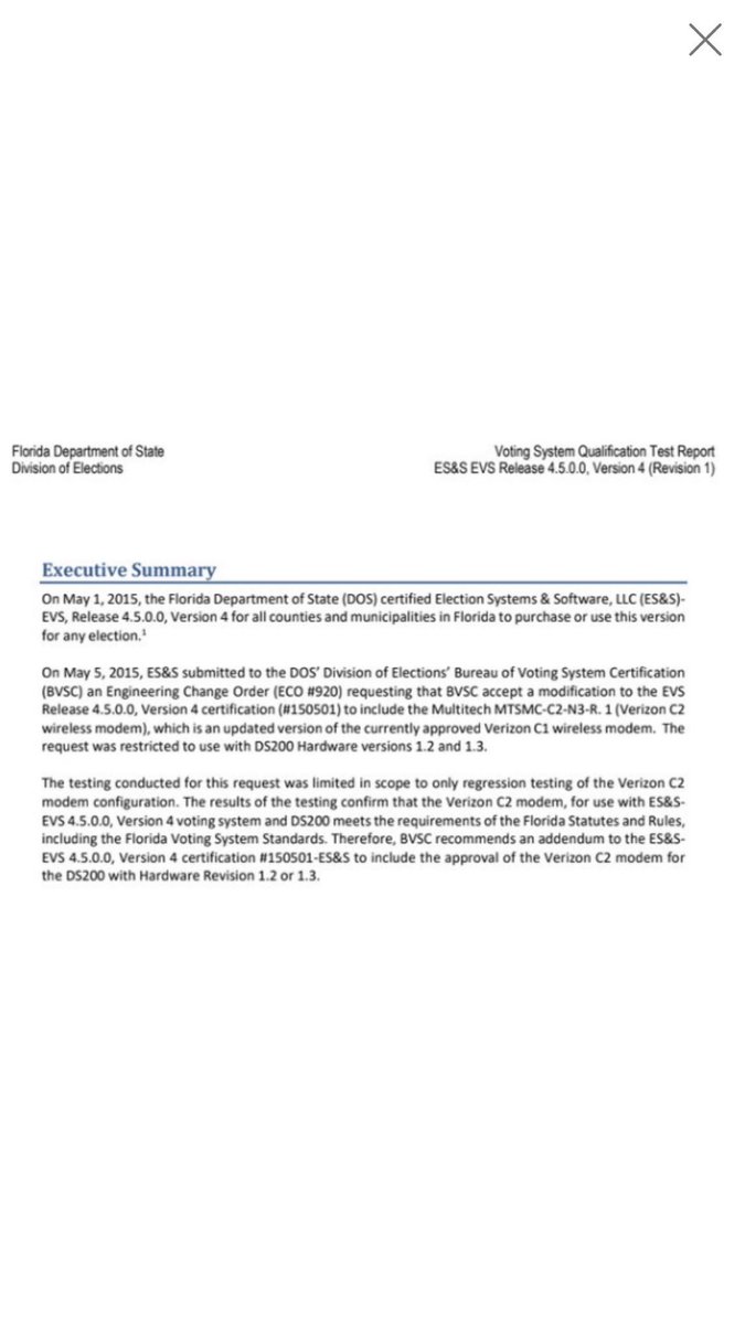 26/ In 2015, Florida decided to allow voting machine vendor ES&S (which has donated $30k to the GOP since 2013) to install wireless modems in its DS200 precinct ballot scanners. h/t  @SwissTriple_M