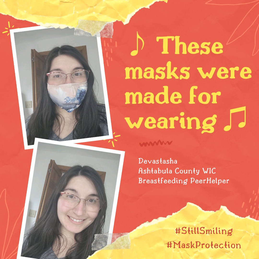 AshtabulaWIC's tweet image. Devastasha is masking with you on your breastfeeding journey! #stillsmiling #maskprotection #AshtabulaWIC