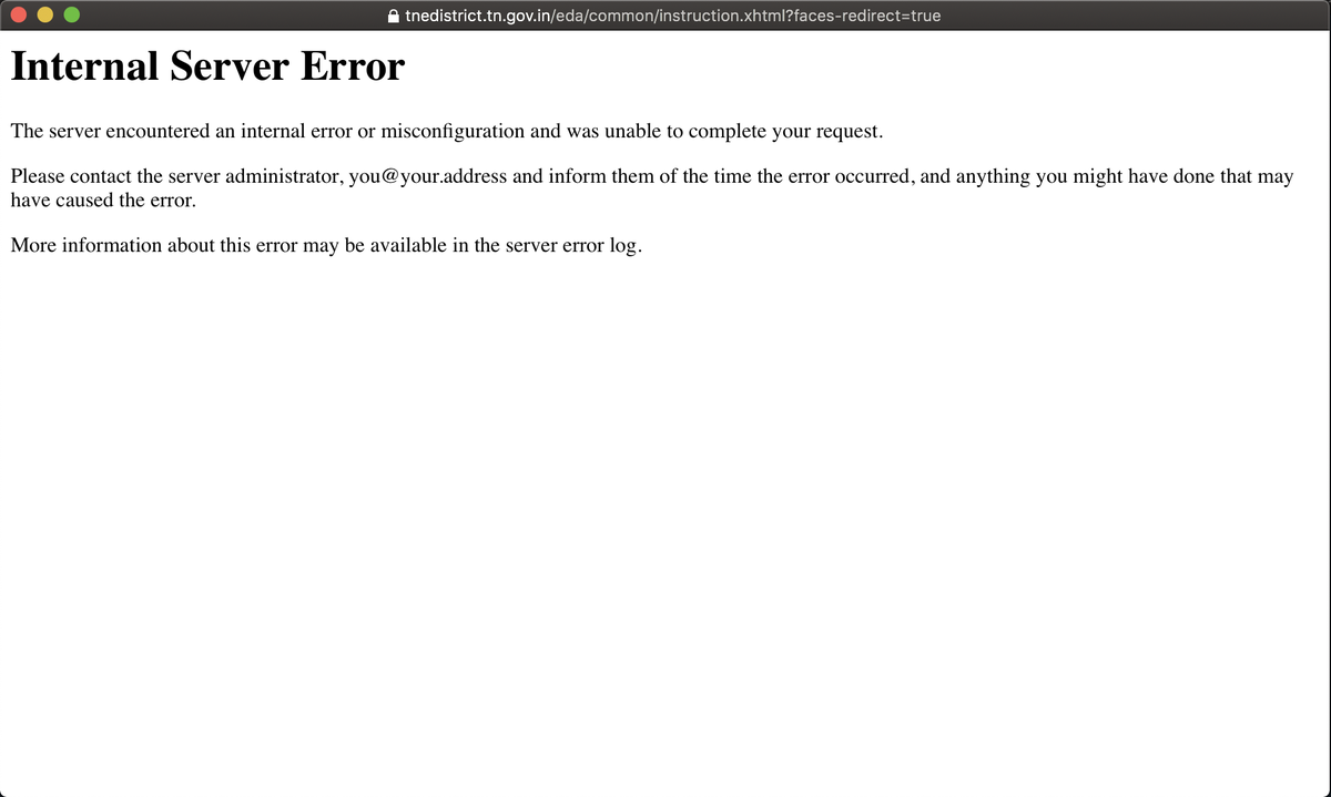 vicky11vignesh's tweet photo. @TNeGA_Official The page throws an internal server error on trying to apply for a certificate. Can you please check this and resolve soon??? https://t.co/4MwcYa9VRu