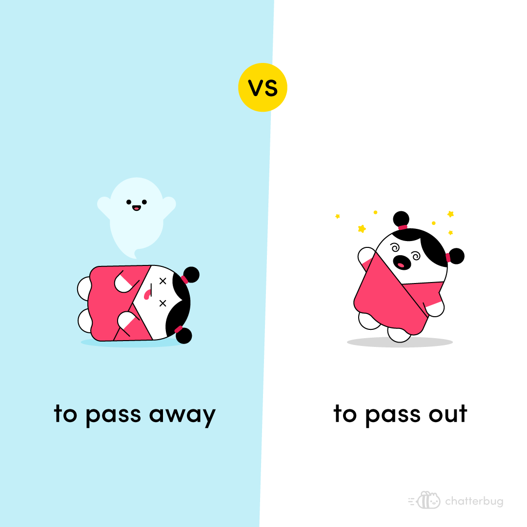 chatterbug_de's tweet photo. ⁣
⁣Das Verb 'pass out' bedeutet 'ohnmächtig werden'. 'Pass away' hingegen 'versterben' oder 'aus dem Leben scheiden'. Es stammt aus einer Zeit in der man dachte, dass die Seele aus dem Körper scheidet und dann in eine andere Welt zieht. ⁣ https://t.co/umqgVsIwRS