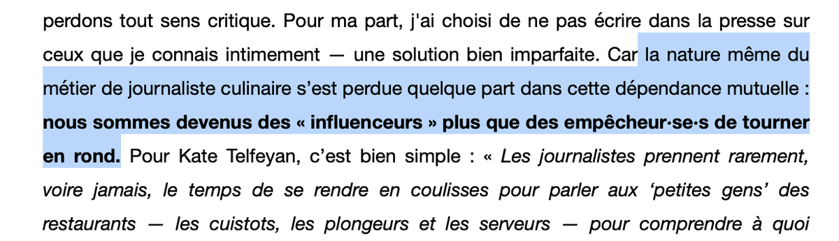"moins de critiques gastronomiques complaisants ET plus de reporters culinaires" 
Il est bien ce texte d'<a href="/ElisabethDbrs/">Elisabeth Debourse</a> (>> mailchi.mp/65ee9631b834/n…)