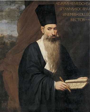 Alvaro Semedo (1585-1658). Portuguese Jesuit. First arrived in Guangzhou in 1613 where he died in 1658. Apart from a brief period (1637-1645) when he returned to Europe, he spent all his time in Canton, having mastered the language and witnessed the Manchu invasion 1/