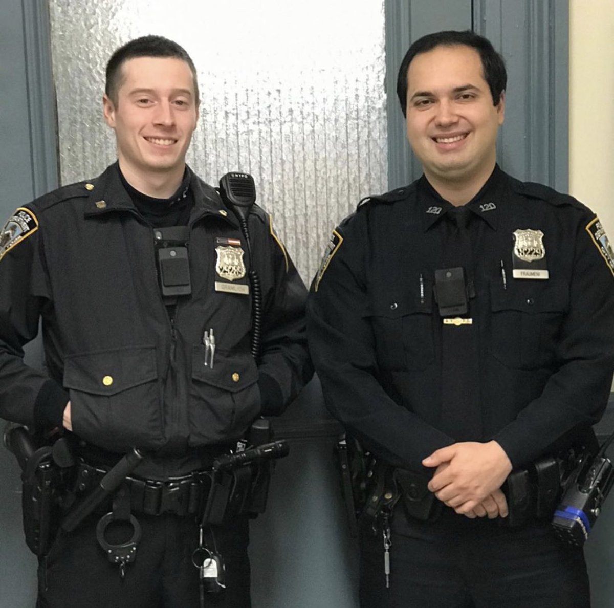 Officers Fraumeni & Gramlich responded to a 911 call about a man who was stabbed on a bus. Their quick response time meant they were able to get the victim the help he needed & catch the criminal.  #BacktheBlue
