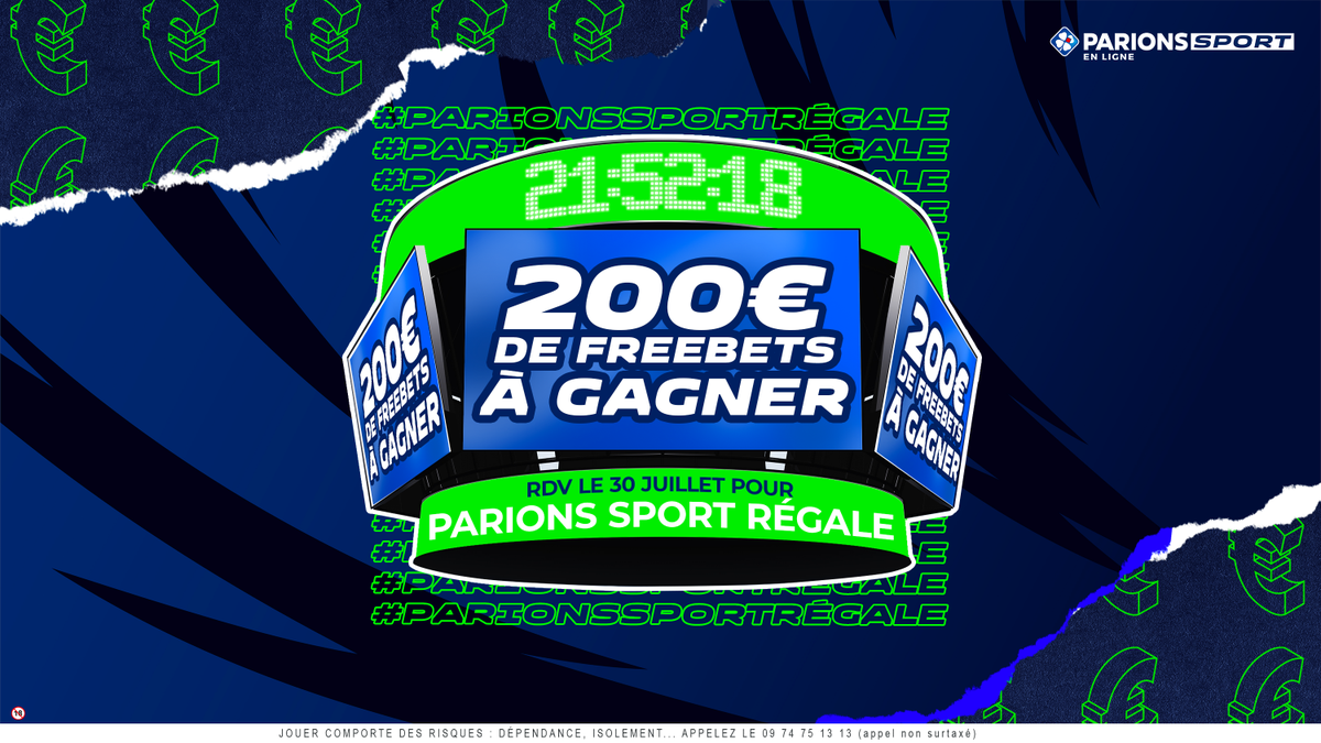 ParionsSport's tweet photo. Vous en avez marre d'attendre pour enfin avoir le code secret qui débloquera les freebets de #ParionsSportRégale ?

Ok, si vous insistez, on en fait gagner 10x20€ direct là. 💸

Pour jouer :
1️⃣ RT + Follow @ParionsSport
2️⃣ Réponds avec #ParionsSportRégale
TAS demain https://t.co/O6TJc4494m