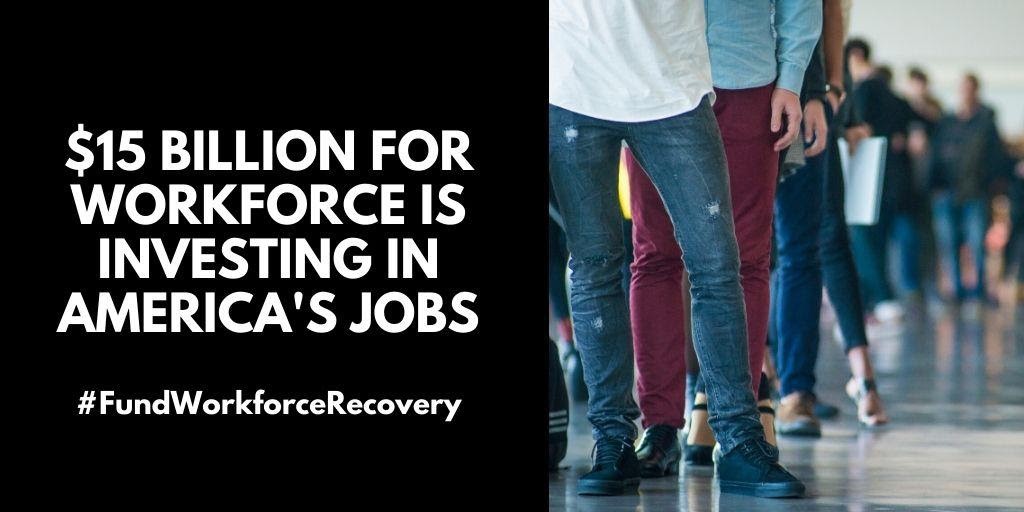 GrantAssociates's tweet image. Over 40 million people are out of work across the US and at least 1/2 of their jobs are projected to disappear permanently due to COVID. Congress must invest in America&apos;s workers and #FundWorkforceRecovery at a level that meets this unprecedented need! @SenGillibrand @SenSchumer