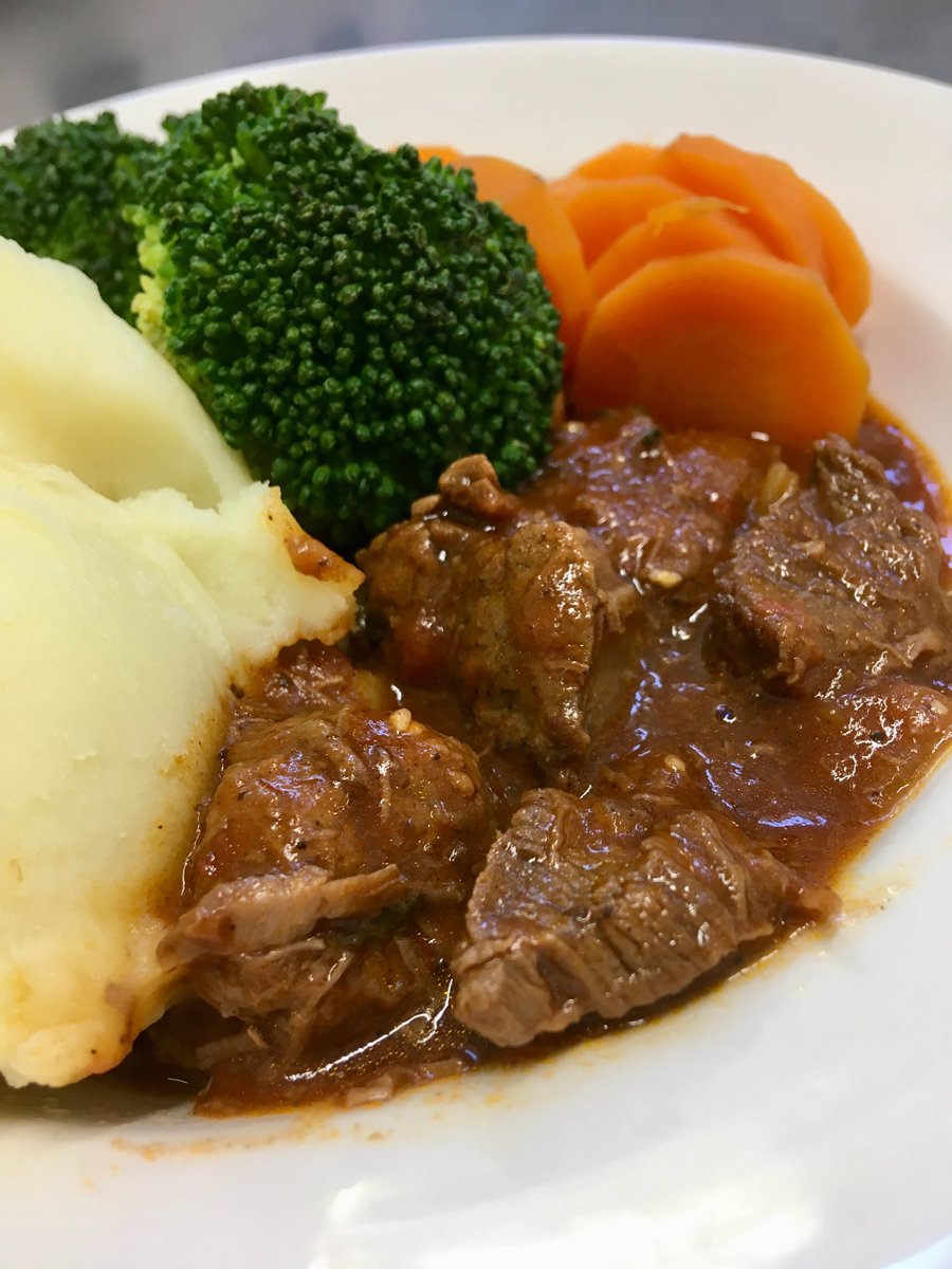 Bowl of beef casserole, creamy mash and veg anyone ..?