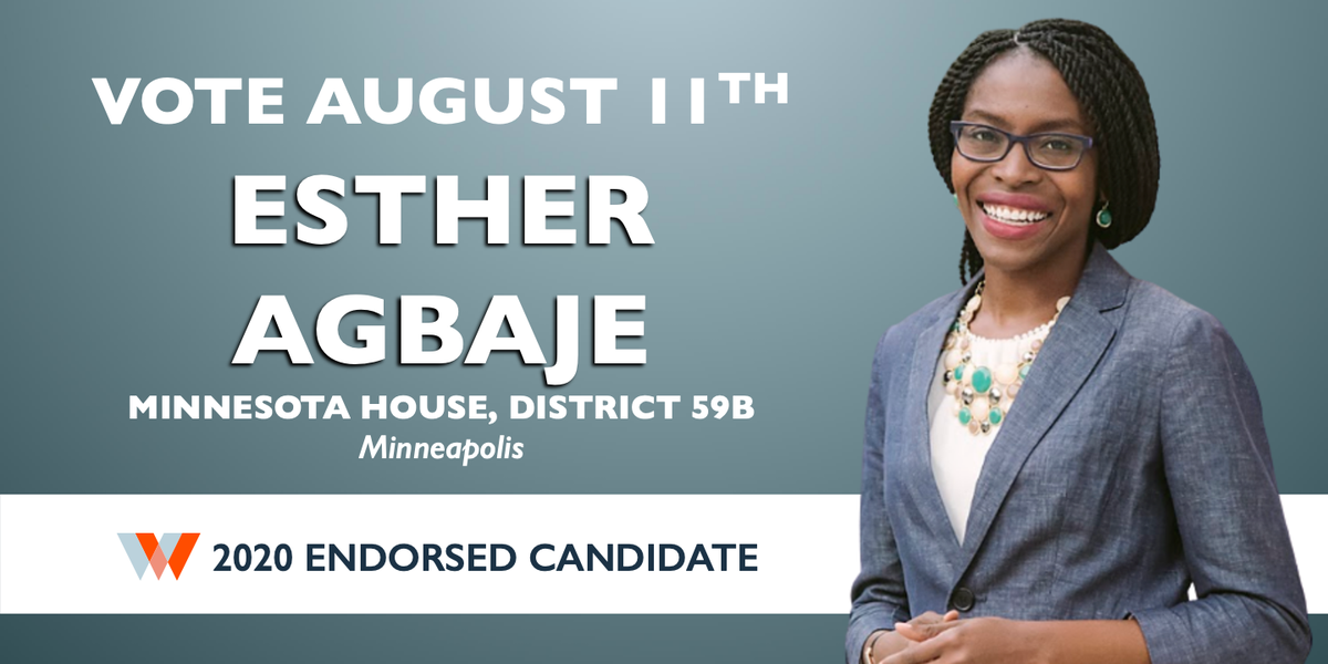 womenwinning's tweet photo. Minneapolis District 59B: GO VOTE for @go4esther in the August 11th primary! In the #mnleg, Esther will champion legislation that centers inclusive justice & gives people opportunities to thrive. She's fighting for more housing, better public transportation, & a living wage. https://t.co/xhEhSF7BMm