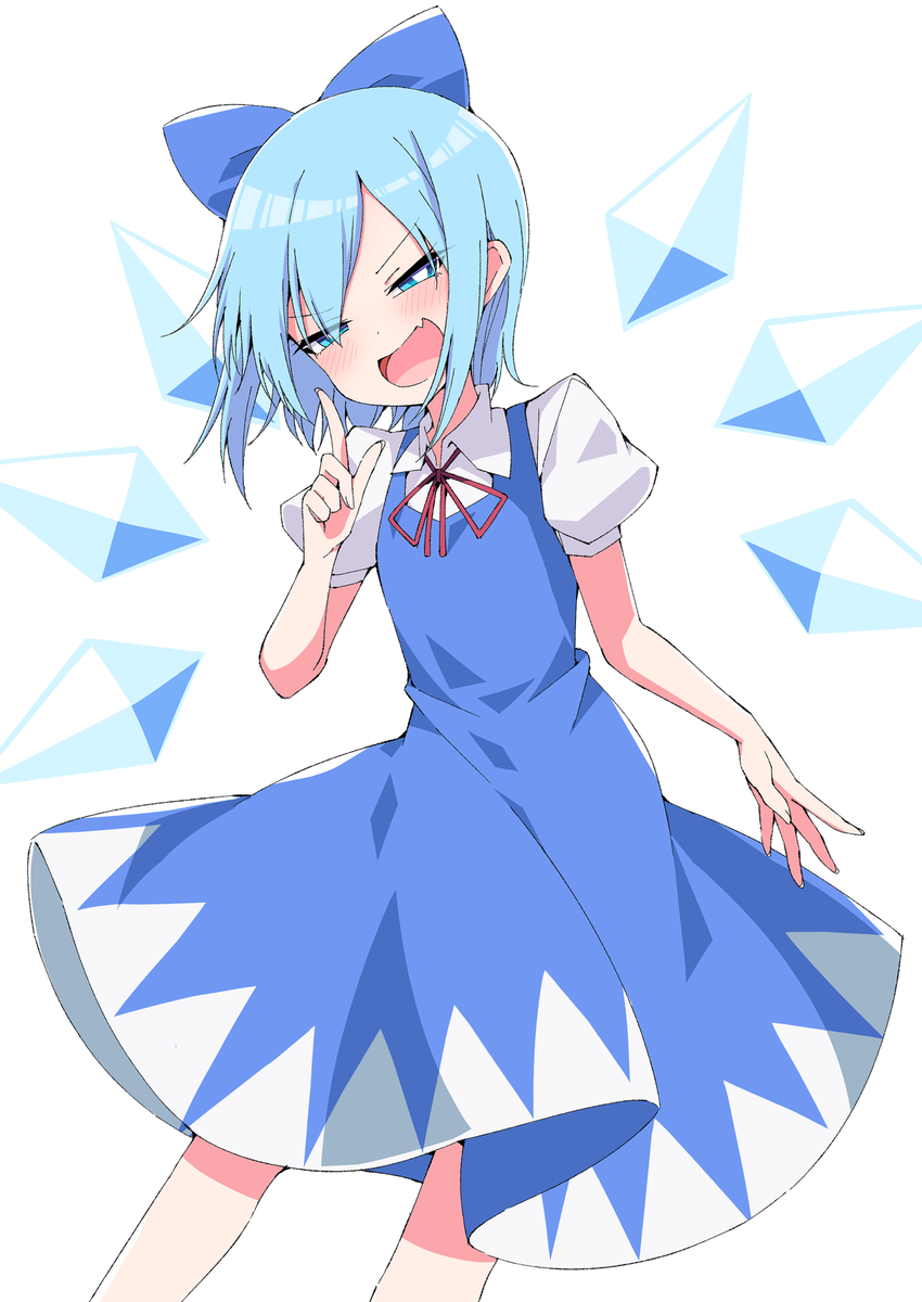 cirno 1girl solo blue hair wings blue eyes ice wings ice  illustration images