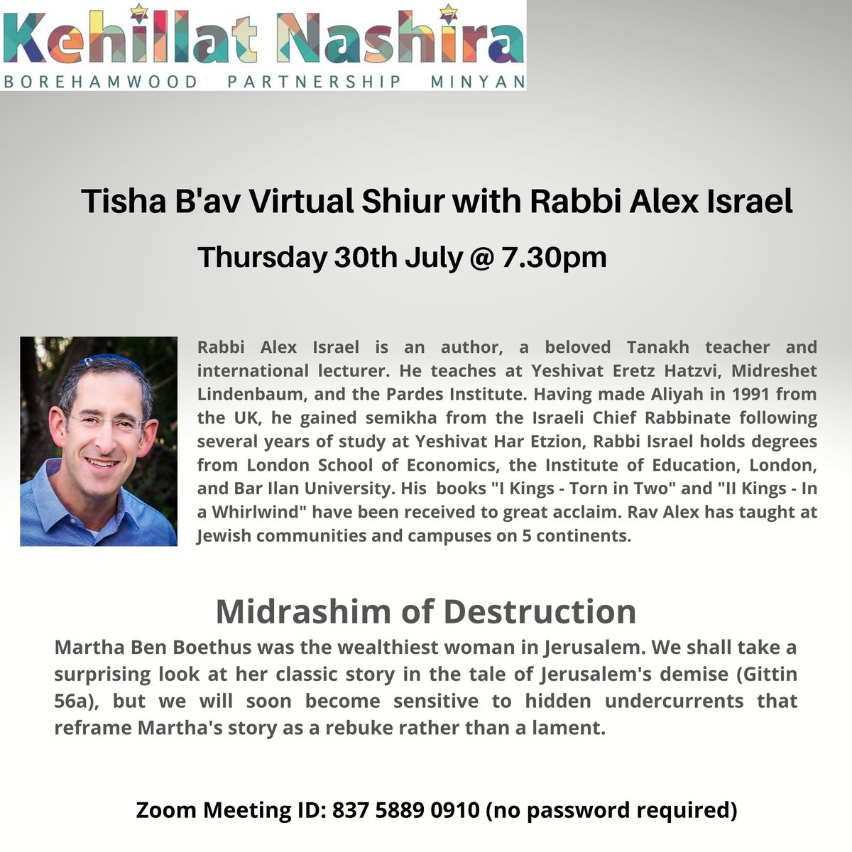 BwdPartnership's tweet photo. Our Tisha B'av events start tonight with Megillat Eicha https://t.co/rViceY0Z83