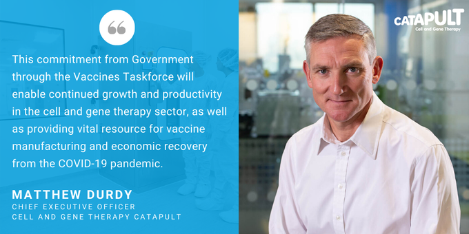 Catapult_UK's tweet photo. Additional £4.7m was announced for new training facilities and an online learning platform to boost #vaccine and #celltherapy #genetherapy #skills which are vital for the UK’s ability respond to diseases like #coronavirus, and potential future #pandemics ���🔬👩‍🔬 @CGTCatapult https://t.co/vZcsU6Gqan
