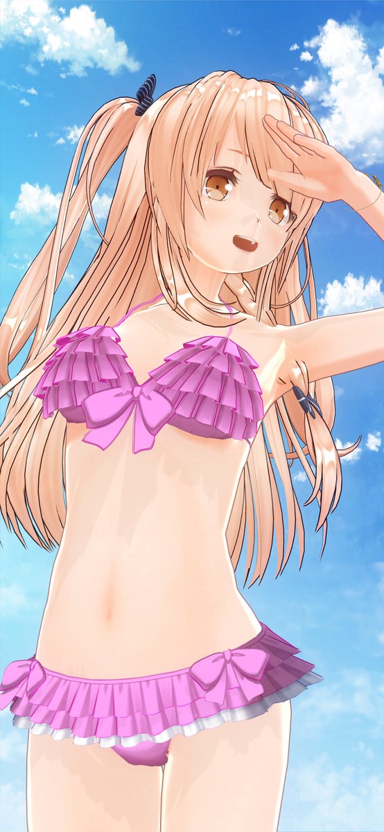 in5is's tweet photo. #CUSTOMCAST 
 #カスタムキャスト
 #CC公式水着グラビア
私のオキニの水着がキター！！
ピンクのフリフリかわいい♡
いっぱい遊ぼーねーっ！！
☆(´>؂∂｀) https://t.co/D2X6xFYNPr
