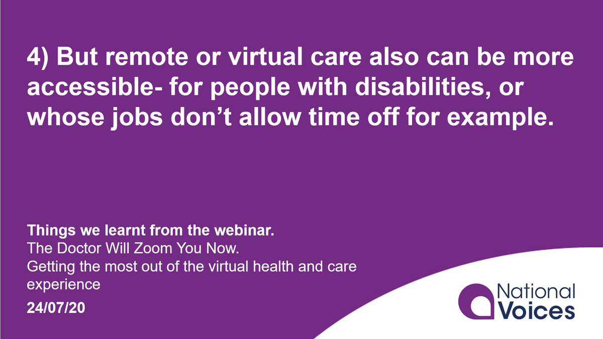 4) But remote or virtual care also can be more accessible- for people with disabilities, or whose jobs don’t allow time off for example.  #DrZoom 5/6