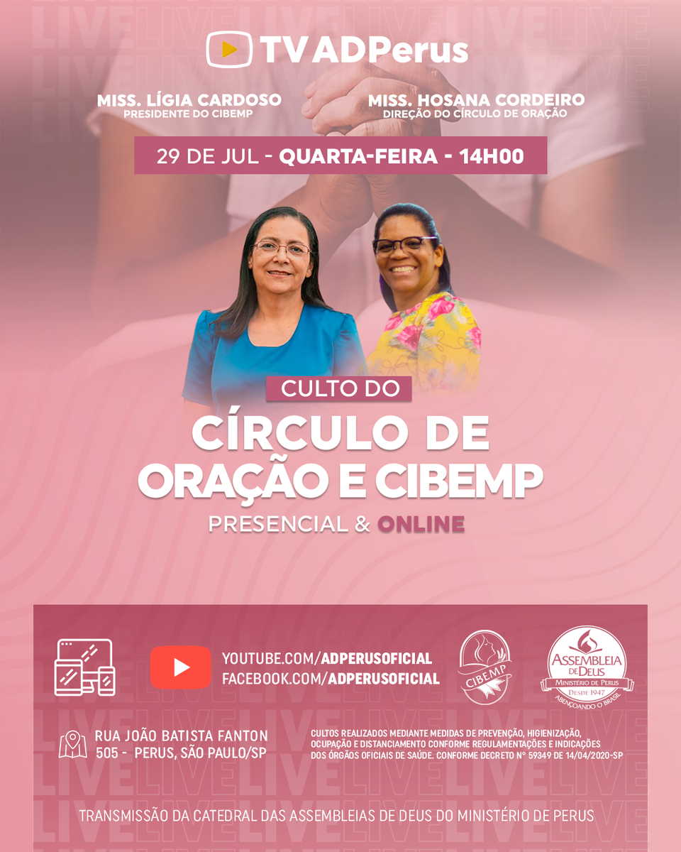 adperusoficial's tweet photo. Mulheres da ADPerus, hoje é dia de CIBEMP Online - Círculo de oração presencial e online às 14h.
📺https://t.co/12iP28jvXh
📱https://t.co/A21d7bVxmr
#ADPerus #CIBEMP #CibempBrasil https://t.co/yI89CWtZpf