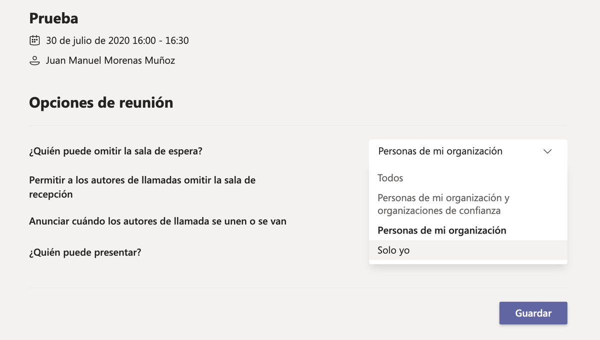 JmMorenasTic's tweet photo. Ya está disponible que todos los participantes en una reunión de @MicrosoftTeams de @MicrosoftEduEsp pasen por la sala de espera.
#GoMicrosoft https://t.co/ihdKihDAV8