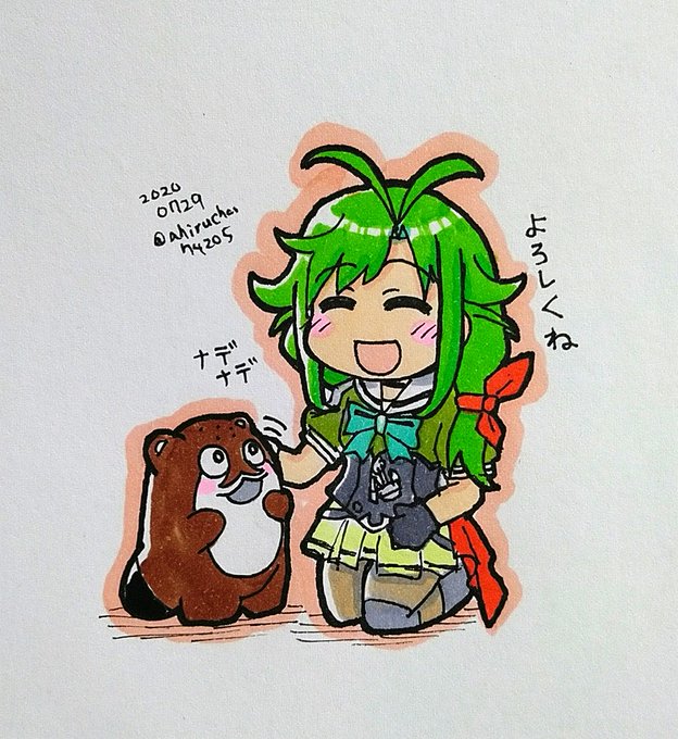 謎の生物に着任の挨拶をする松ちゃん

#艦これ版深夜の真剣お絵描き60分一本勝負
#艦これ版真剣お絵描き60分一本勝負_20200729 
