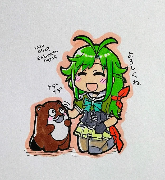 謎の生物に着任の挨拶をする松ちゃん

#艦これ版深夜の真剣お絵描き60分一本勝負
#艦これ版真剣お絵描き60分一本勝負_20200729 