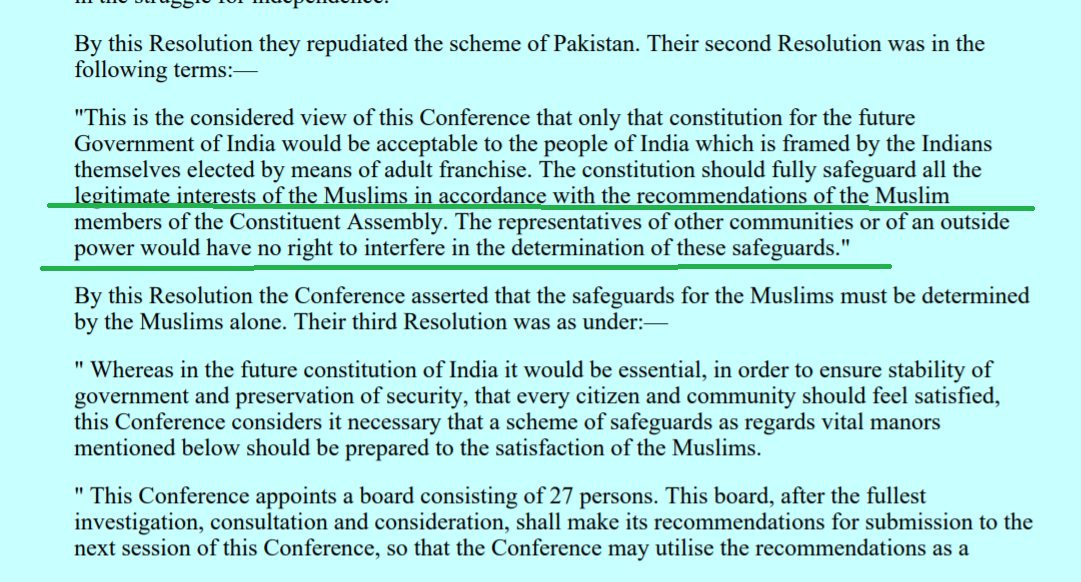 Instead of Pakistan, Sumroo opted for a united India, butHe demanded preferential constitutional rights safeguarding "legitimate interests" of Mμslims. It will be written by Mμslim members of constituent assembly.Non Mμslims will not have any right to interfere in it
