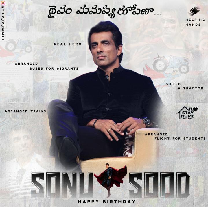 actorprabhas111's tweet photo. Here's The Hashtag For @sonusood birthday 

👉 #HBDRealHeroSonuSood 👈

Reel Life Villian 
Real Life Hero In Tough Times 🙏🙏

Wishing You A Very Very Happy Birthday From #Prabhas Fans ❤❤

Show Your Love For This Man Guys 🙏 https://t.co/EqacFp5uZ0