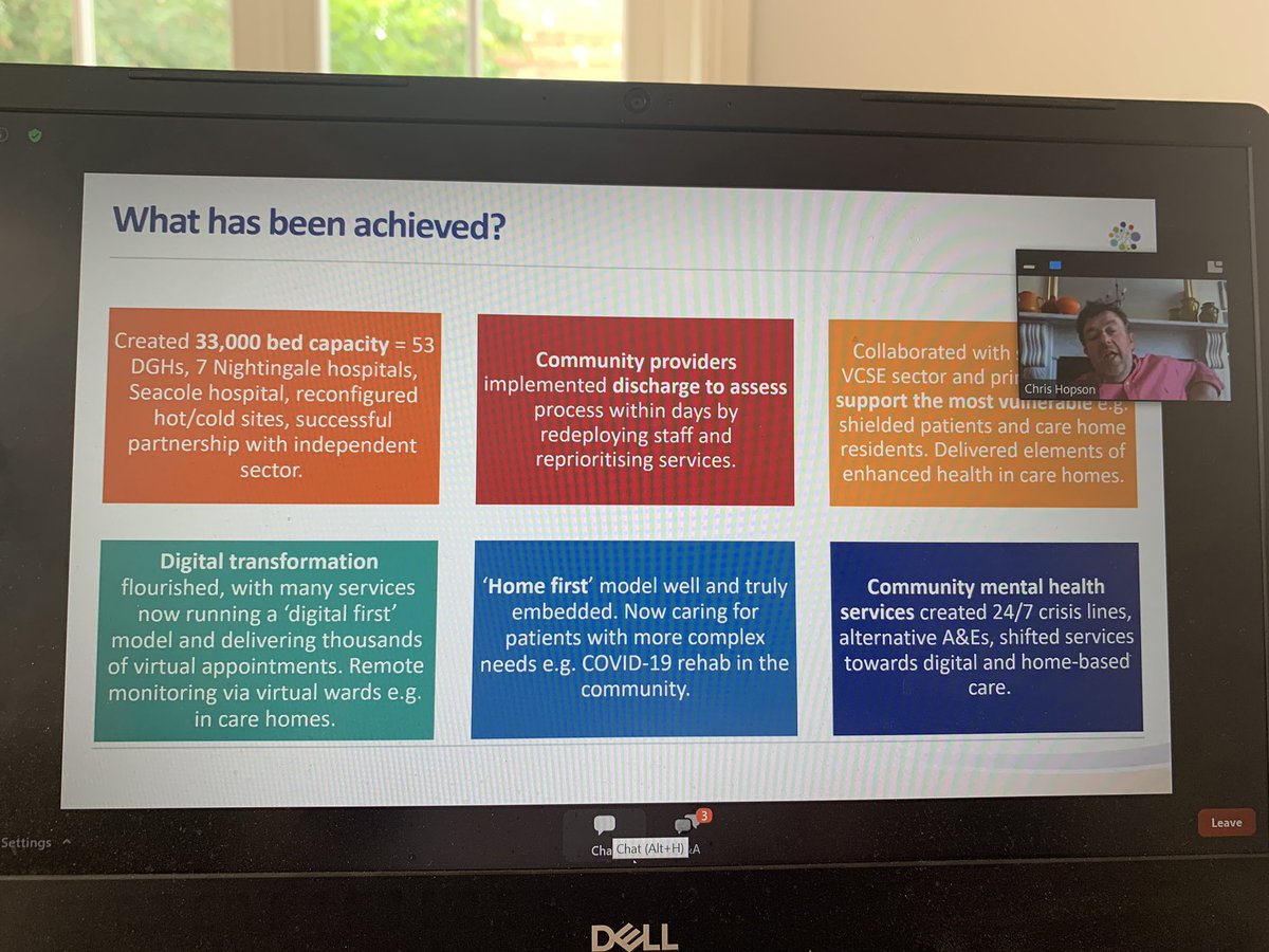 DanielReynolds4's tweet photo. Lots of positive examples from @ChrisCEOHopson of how community services have responded to #COVID__19 and alleviated pressure on other parts of the system, including through discharge to assess and digital transformation #nhscommunityservices https://t.co/7u4WZZH3X0