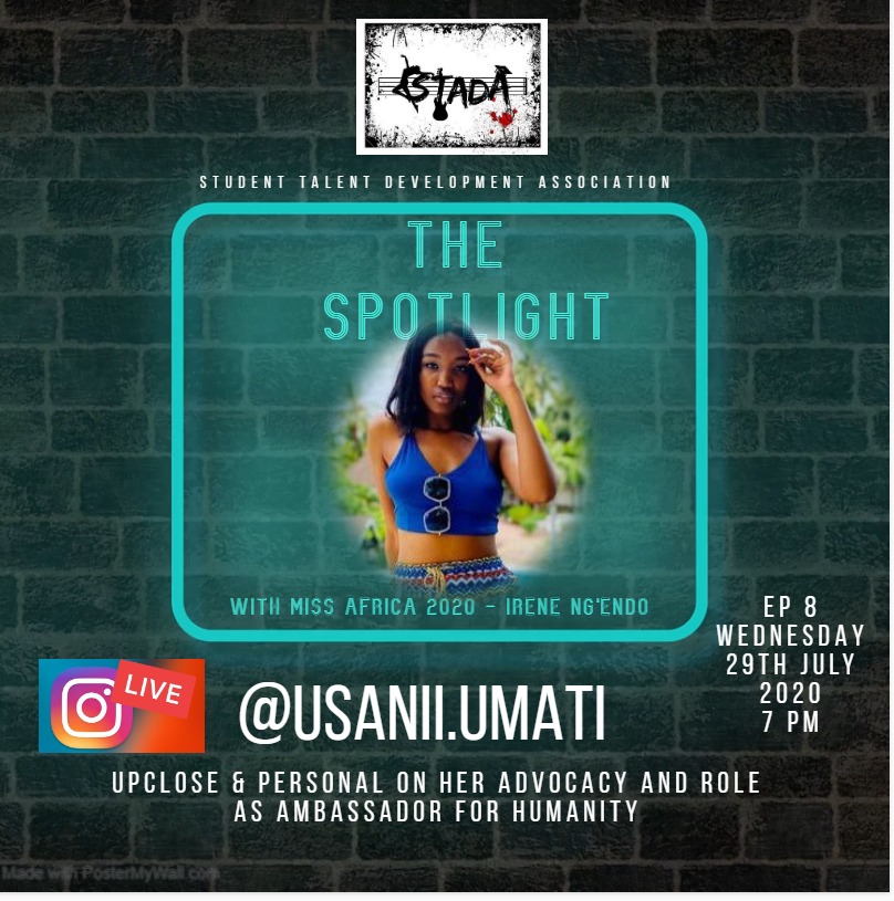 Beggi_Jeremy's tweet photo. Tonight on the #spotlight #igtv @STADAJKUAT I'm excited to host @MissAfrica_2020 as we dive into her advocacy and a humanitarian projects. Tune in at 7pm
#usanii_ni_umati #WinWinForKenya #InspireChange https://t.co/odSiIQi4sj