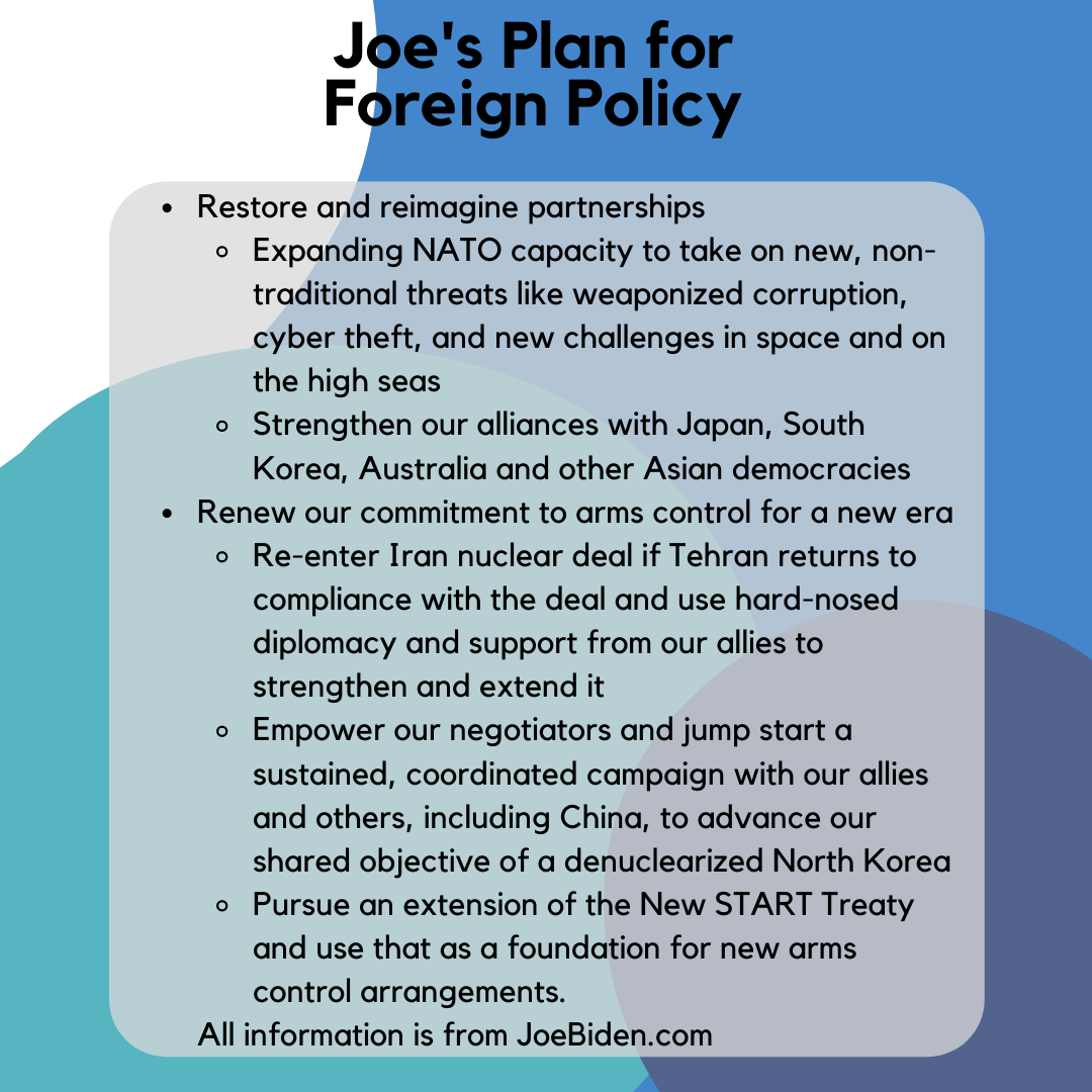DMV_Biden's tweet photo. Today's #WhyJoeWednesday focuses on Joe Biden's plan for foreign policy. Joe Biden will prioritize human rights and work to restore America leadership. Make sure to join us for our roundtable on foreign policy tonight! Sign up at https://t.co/PCIticf2TZ

#TeamJoe #Studentsfor46 https://t.co/nDPiGM2CMn