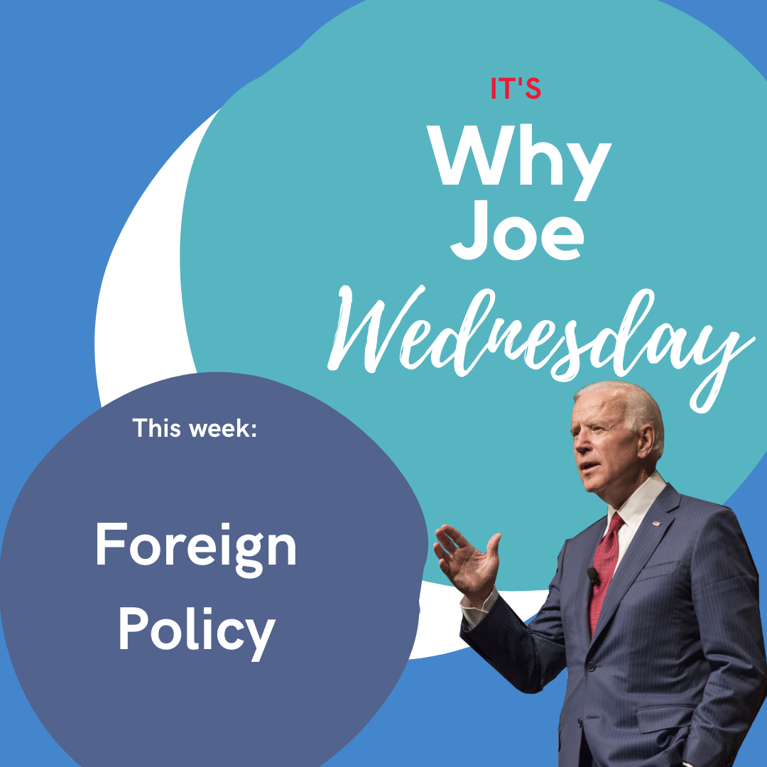 DMV_Biden's tweet photo. Today's #WhyJoeWednesday focuses on Joe Biden's plan for foreign policy. Joe Biden will prioritize human rights and work to restore America leadership. Make sure to join us for our roundtable on foreign policy tonight! Sign up at https://t.co/PCIticf2TZ

#TeamJoe #Studentsfor46 https://t.co/nDPiGM2CMn