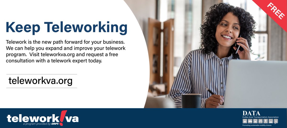 Keep #teleworking. Dulles Area Transportation Association can help you! Contact us at smcgowan@datatrans.org for more information.