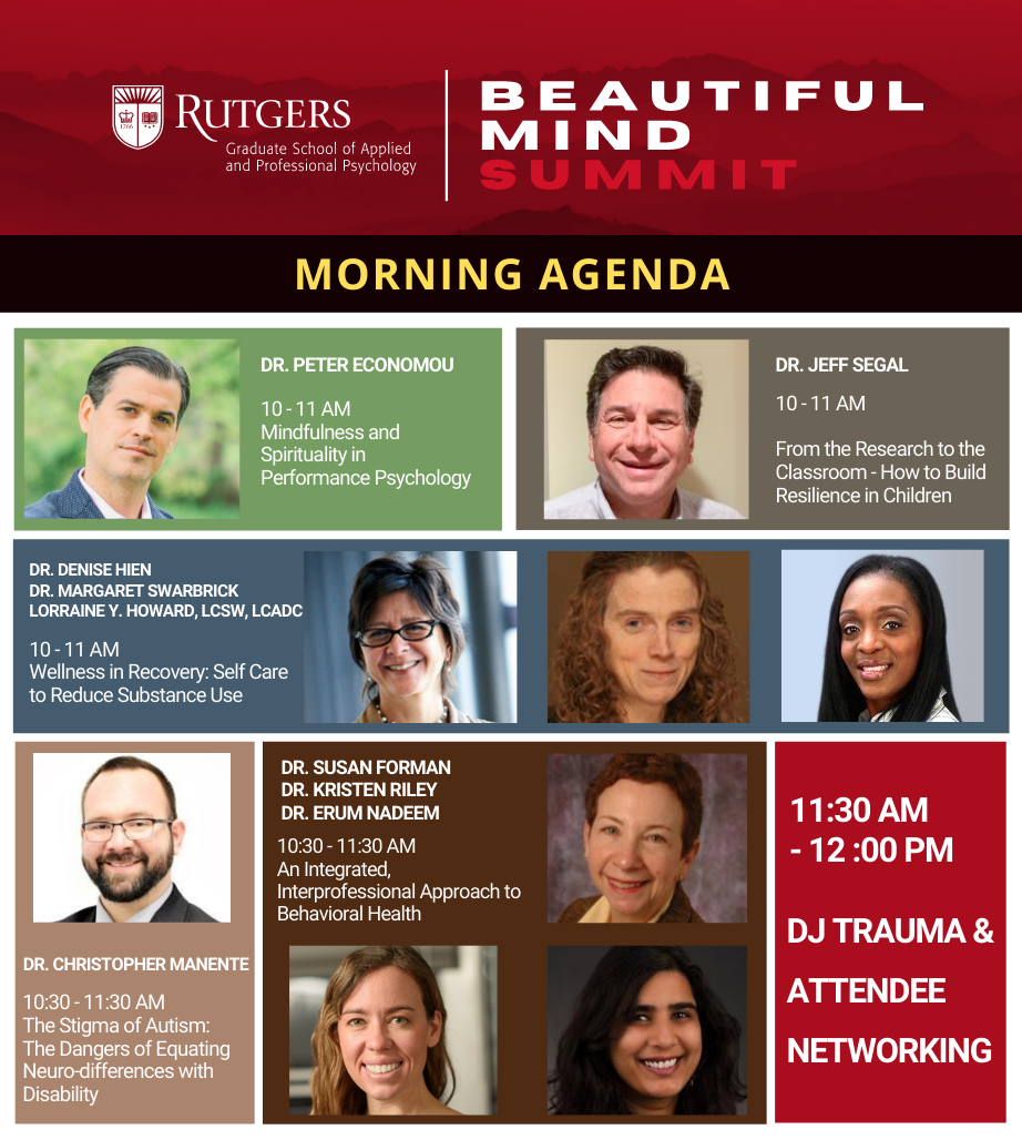 RutgersGSAPP's tweet photo. Rutgers GSAPP #BeautifulMindSummit is here! Highlighting some of our morning presentations that we are excited for! Check out the full agenda at https://t.co/suCs1HasjB. https://t.co/KJJn80XjeH