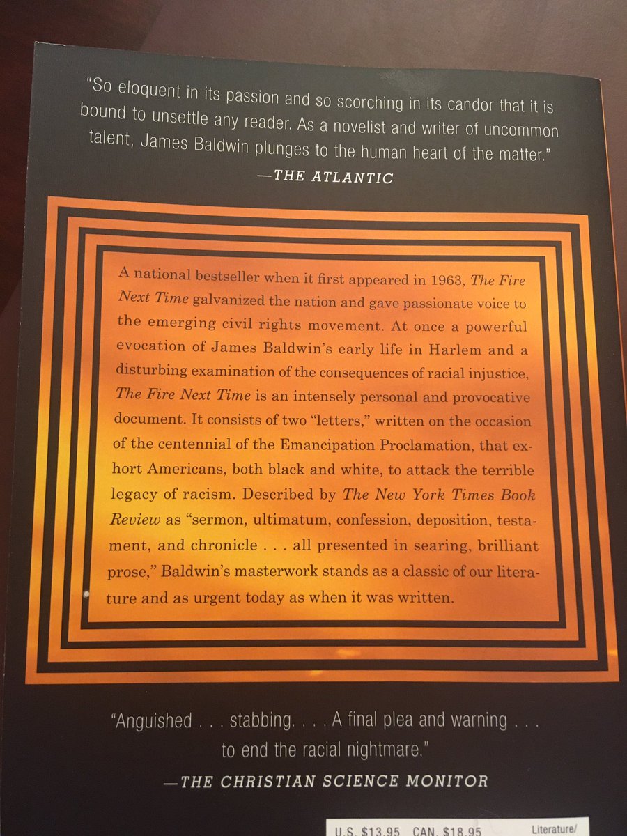 Suggestion for July 29 ... The Fire Next Time (1963) by James Baldwin.