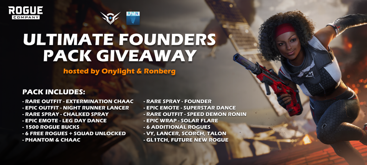 Me and <a href="/ronbergtv/">Ronberg</a> are giving away an Ultimate Founder's Pack (+beta keys) for <a href="/RogueCompany/">Rogue Company</a>! 🔥

Click here to enter: giv.gg/3wvUL5