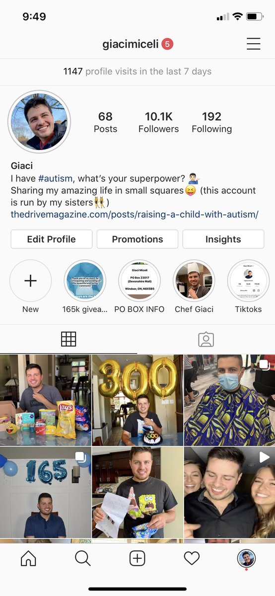 Back in March, my sister &amp; I decided to make social media accounts for my brother with ASD. Our intention was to spread awareness &amp; education on autism. The accounts took off! My family is so overwhelmed &amp; grateful to be able to share our Giaci with the world. #AutismAwareness