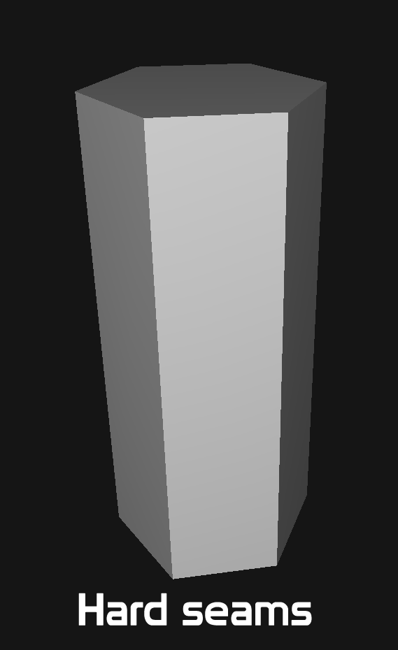 The problem however, isn't from their geometric simplicity. From what I can tell, they are creating each side as its own smoothing group, which would then create a hard seam along the edge, like this: 6/19