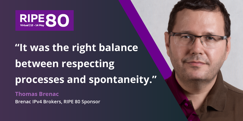 ripemeeting's tweet photo. We caught up with Thomas Brenac, from @BIpv4 , one of the #RIPE80 Meeting sponsors to ask what he thought about our first 100% virtual meeting. Here are some of his reflections on how it went:
https://t.co/wgIEOGt5Xp https://t.co/WlyucEzcxr