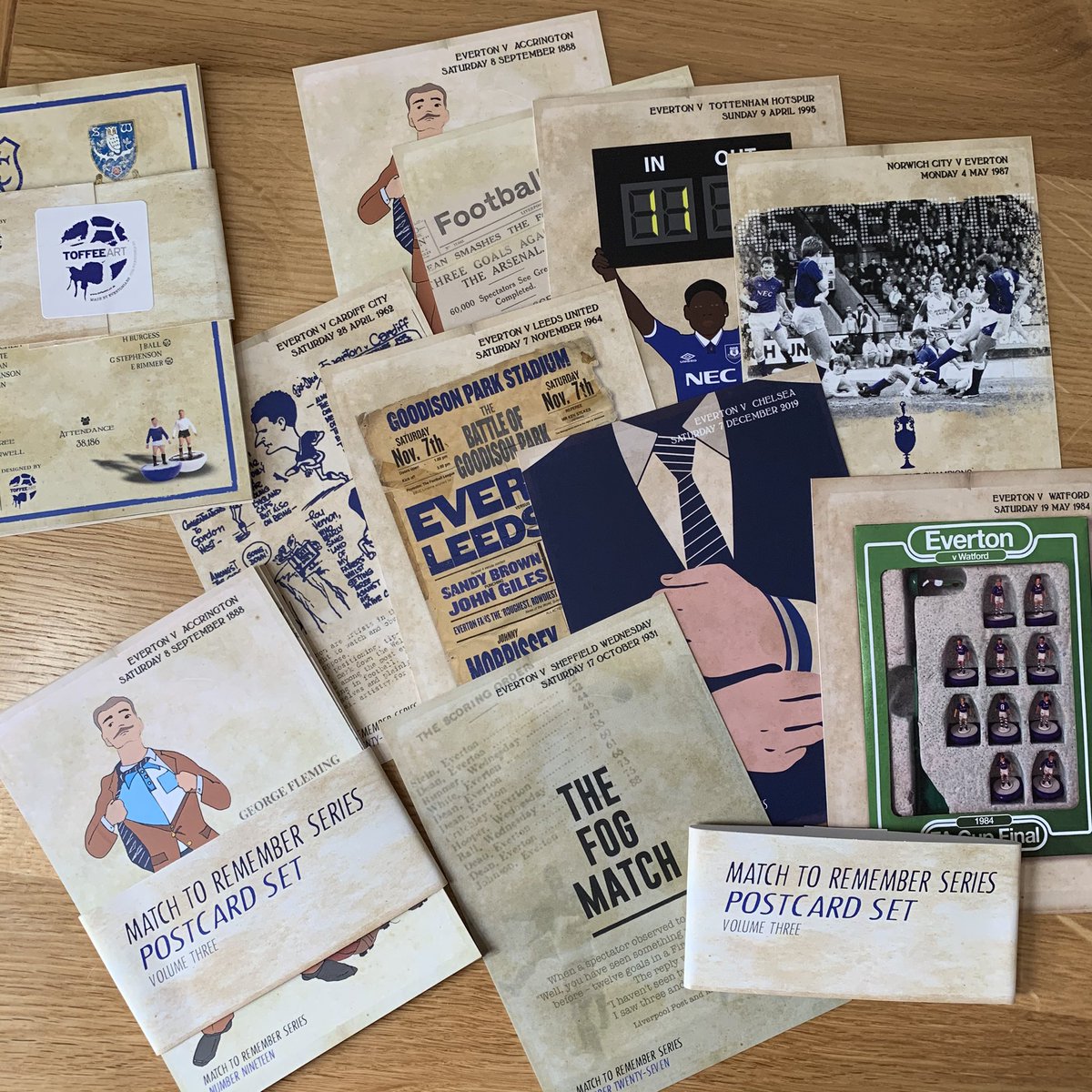 ToffeeArt's tweet photo. Postcard set three which includes two cards as yet unreleased at St Luke’s. Nine cards available in the new pack. Available later at https://t.co/hcyDcHkkgr
Also have sets 1 and 2 still available.
#efc #MatchToRemember https://t.co/9B69FJ4EXO