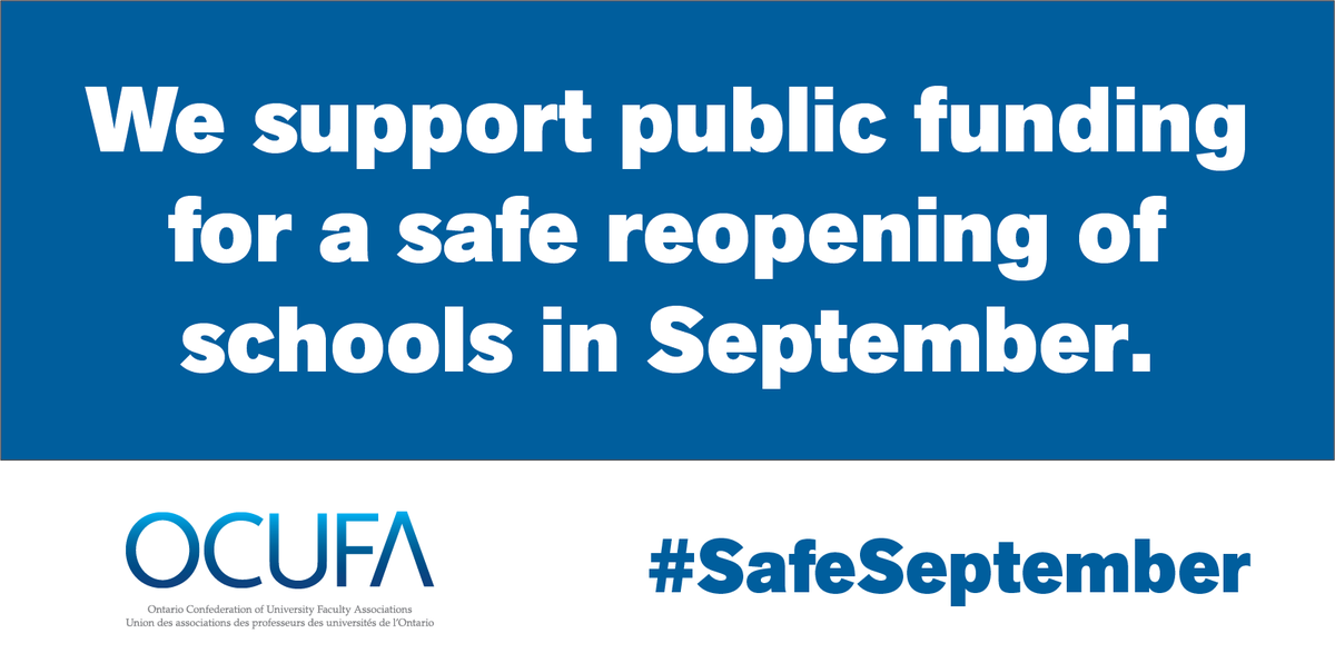 OCUFA's tweet photo. Hello!

Ontario universities’ 17,000 professors and academic librarians here

We teach and conduct research, including on #COVID19, at every university in Ontario

We fully support @etfoeducators &amp; @osstf demands for public funding for a safe reopening of schools 

#SafeSeptember https://t.co/ScQKN5S8nT