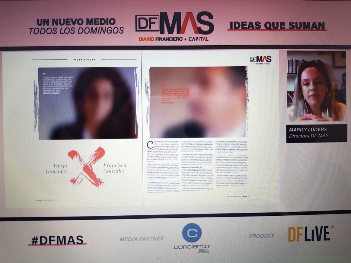 Ahora, Marily Lüders, directora de Diario Financiero lanzando #DFMAS, el proyecto multiplaraforma de <a href="/DFinanciero/">Diario Financiero</a> y @revistacapital que publica los domingos.