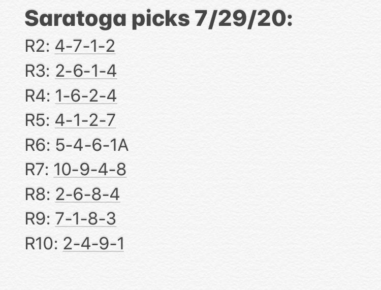 Acacia Courtney Time For Week 3 Of Saratoga Here Are Wednesday Picks Be Sure To Turn On Saratoglive On Fs2 Msg