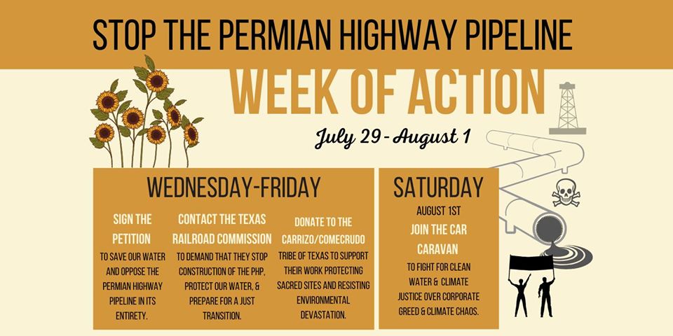 TexasSierraClub's tweet photo. TODAY is the first day of the Week of Action to stop the Permian Highway Pipeline!
Join the different calls for action throughout the week.
#StopKinderMorgan #NoPHP #RRCDoYourJob
https://t.co/0wF0zoWLNh https://t.co/CQyQRtzeuh