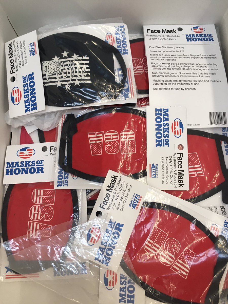 We purchased five to support working veterans. Proceeds from the sale of these masks go to our formerly at-risk veterans' salaries and living wages. You can find them at Wal-Mart @masksofhonor 
#walmart #missiondriven #workingveterans #facemask 

masksofhonor.us