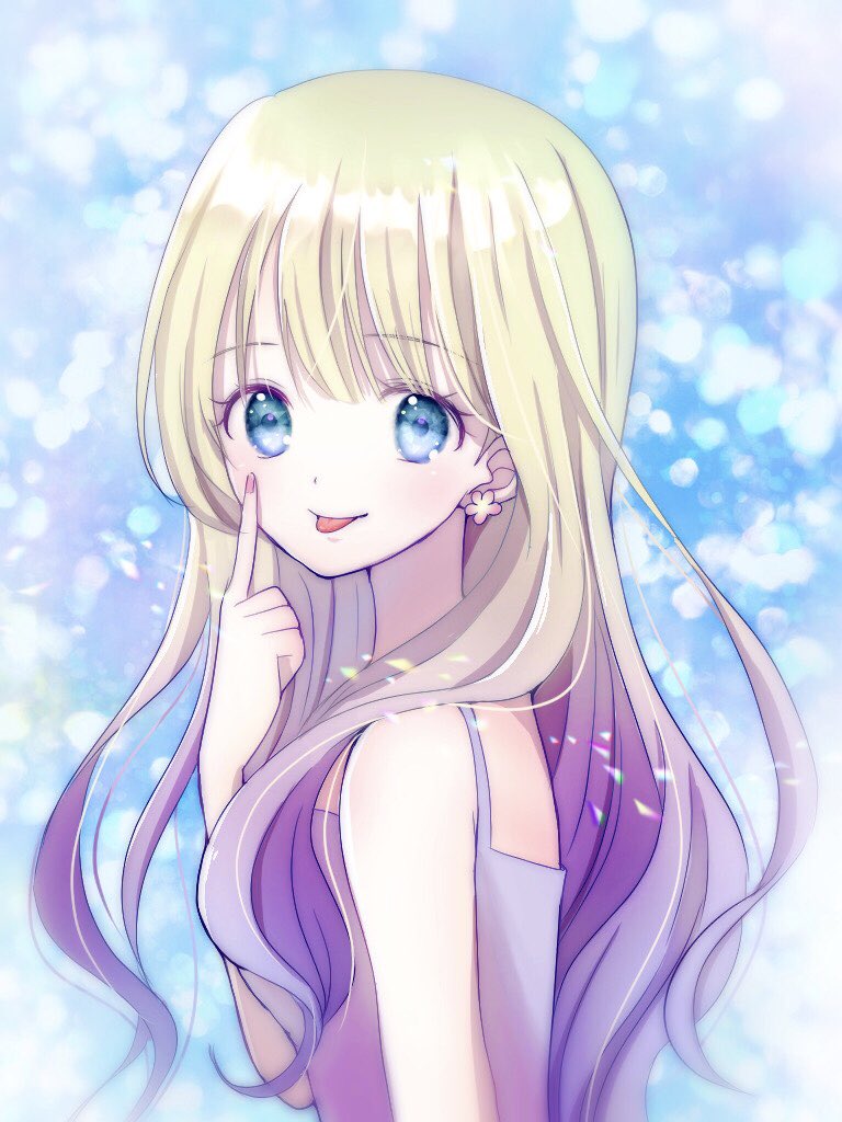 グラデーションの髪色憧れる ななか 星と花とイラストと のイラスト グラデーションの髪色憧れる ななか 星と花とイラストと のイラスト