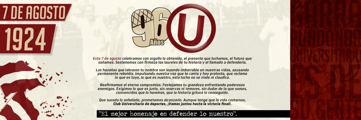 NortePg's tweet photo. Que suceda lo anhelado, prometamos alcanzarlo. Aunque tenga que la vida costarnos,

Club Universitario de deportes, ¡Vamos juntos hasta la victoria final!. https://t.co/q6HQn4a1RY