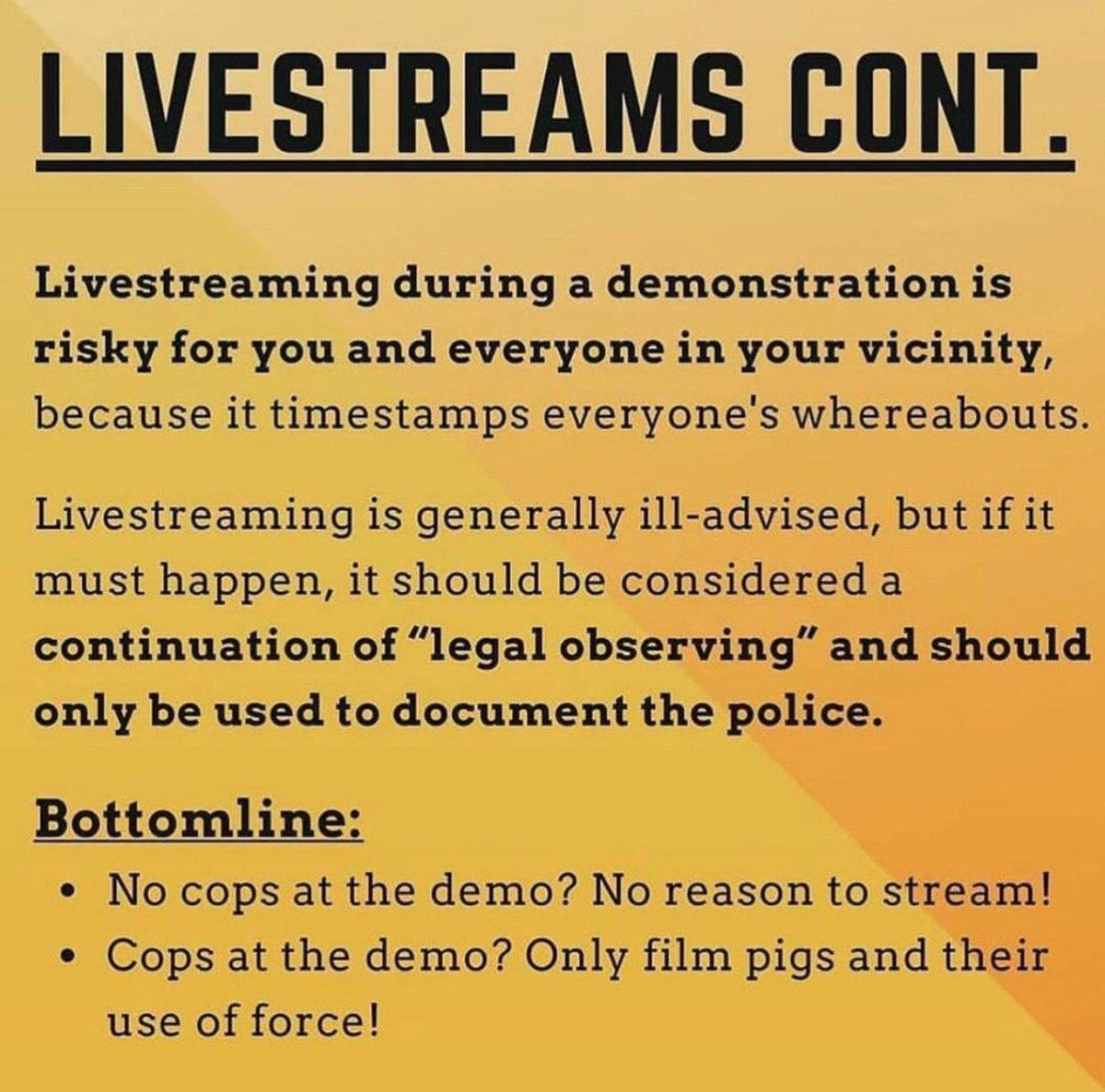Thread:  #ANTIFA/ #BLM posted a series of graphics on Telegram this morning advising its followers how not to get caught by law enforcement for their "protest" actions. If they're peaceful and legal, why is this necessary?  @JackPosobiec  @davereaboi  @SaraCarterDC  @JordanSchachtel