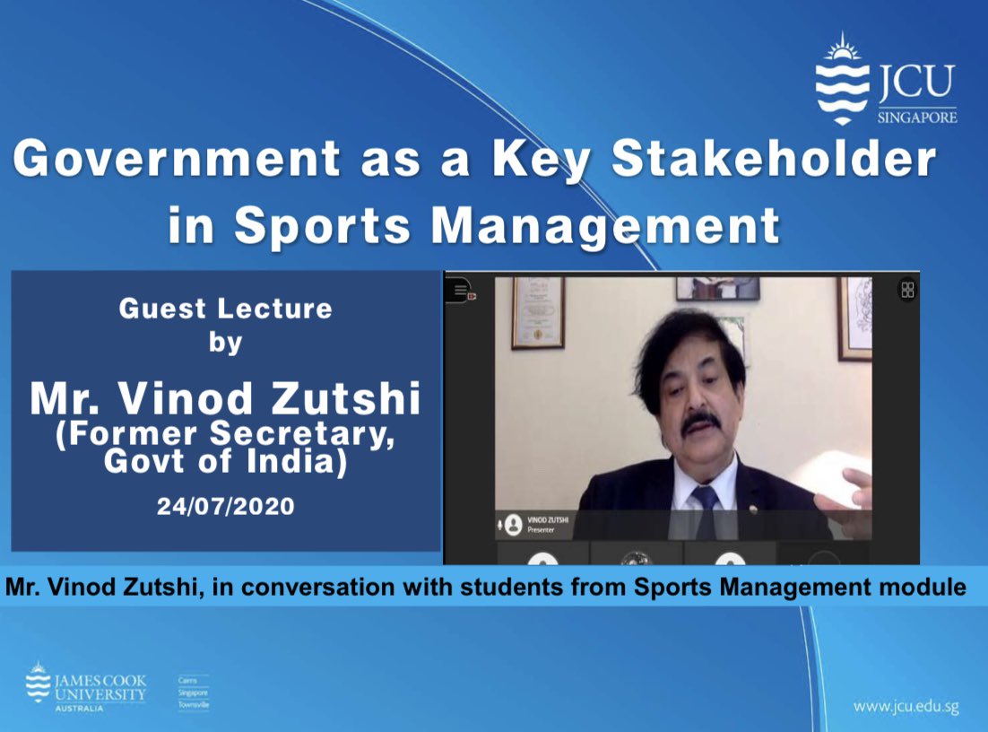 manisha1807's tweet photo. The students in my sports management module at #jcusingapore  had a very enriching session with Mr  VINOD ZUTSHI @vinodzutshi 
#sportsmanagement #jcusingapore https://t.co/YT9Ux3jxJk