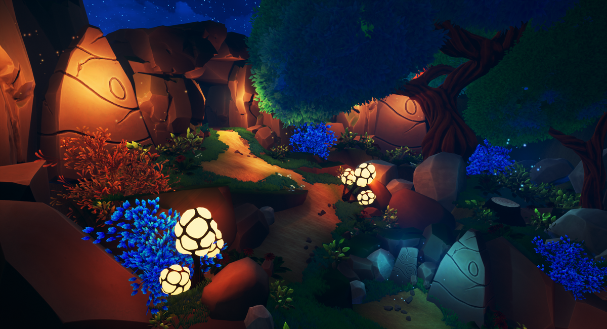 Keepers_Game's tweet photo. If you take an alternate path in Level 2, you'll end up in @GinaMarieLevy's Secret Level. She worked hard to bring this level to life from whiteboxing to lighting. 
🌻🍄🌱💎
#UE4 #leveldesign #indiedev #indiegame #gamedev #keepersofthetrees #FIEA https://t.co/TRh5P4CmfN