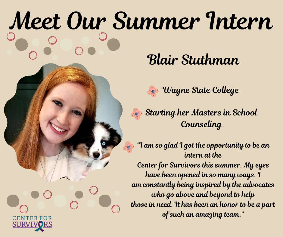 CenterSurvivors's tweet photo. 💜💜💜Big Shout out to our Summer Intern Blair. We have enjoyed all the hours she has spent this summer at the Center learning the different aspects of advocacy. Thank you for choosing our agency to help you in continuing your education! 💜💜💜 https://t.co/HuvEih1CXk